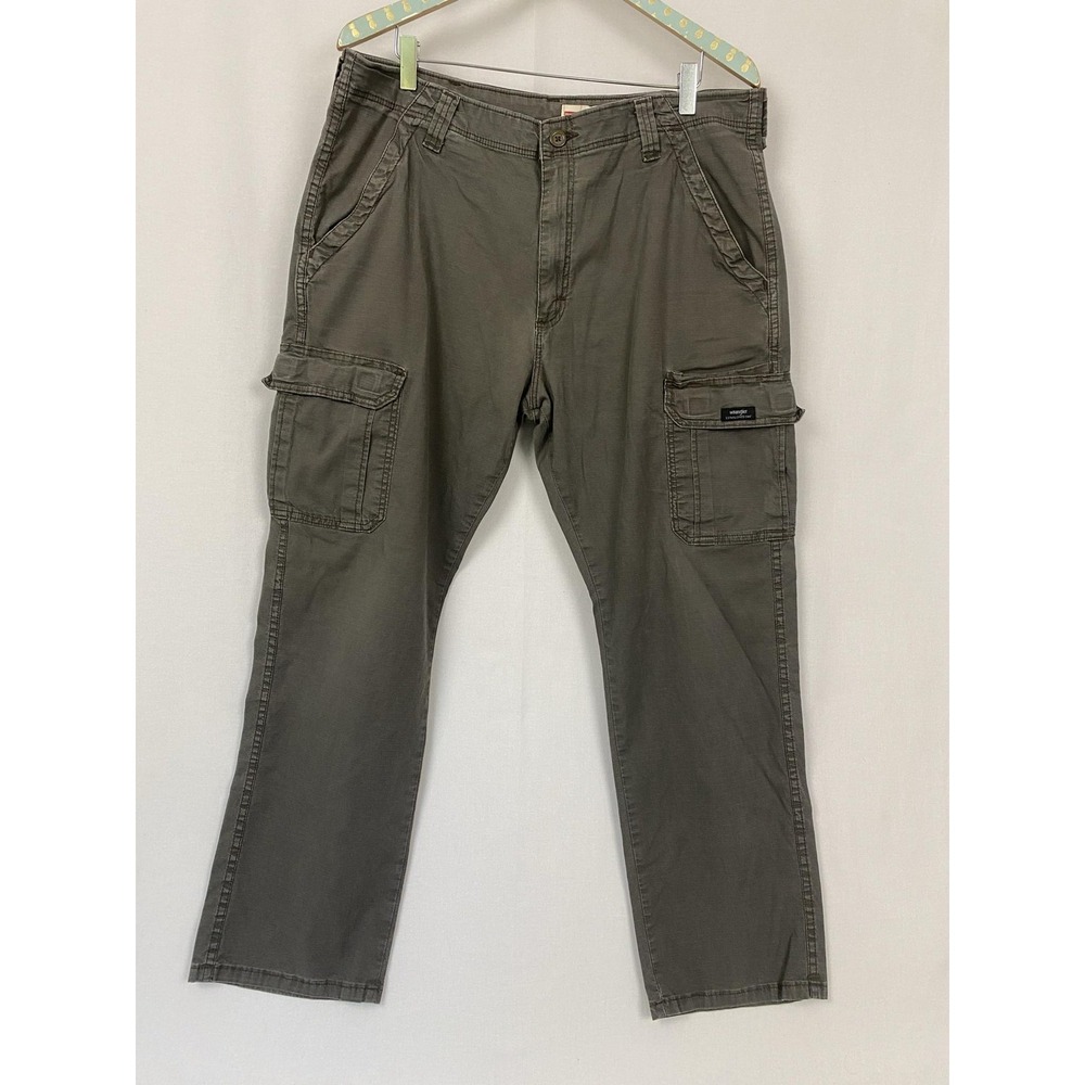 Wrangler Relaxed Fit Ripstop Cargo Pants Mens 36x30 Gray Stretch Work Utility
